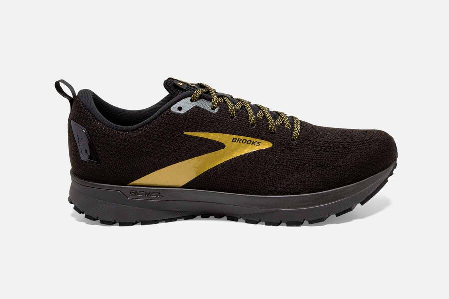 Brooks Revel 4 Road Running Shoes Mens Black/Gold 658371-GFE